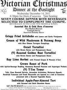 Victorian Dinner 2011 Victorian Dinner Menu