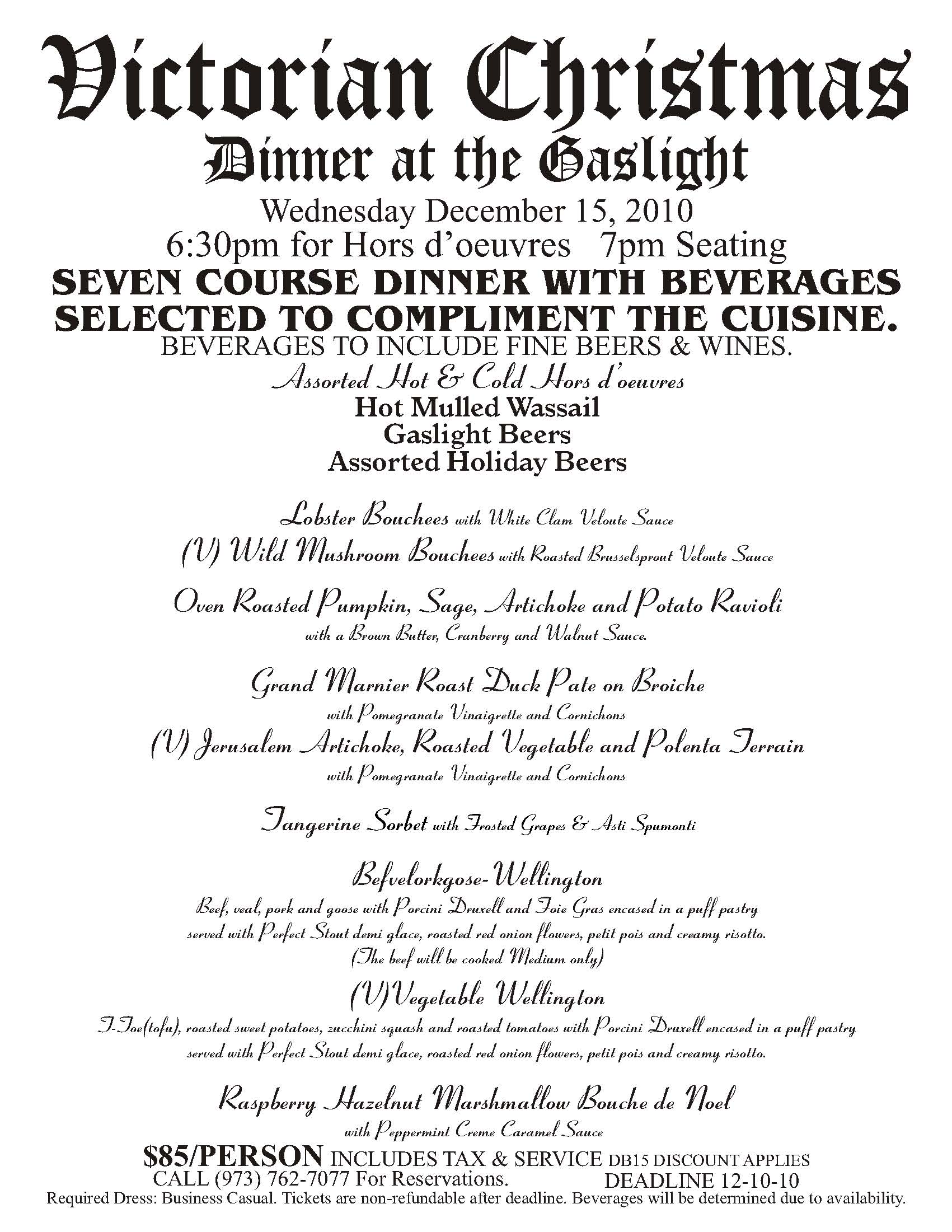 Victorian dinner 2010 Gaslight Brewery Restaurant