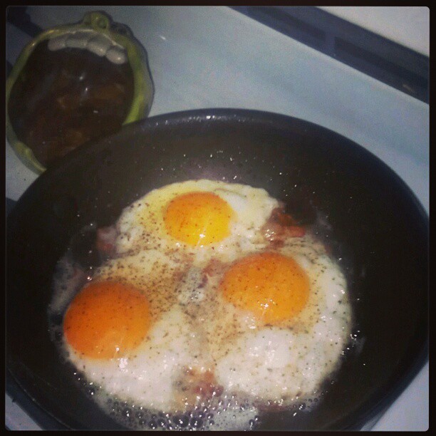 Eggs fried with Bacon. Thank you. - from Instagram