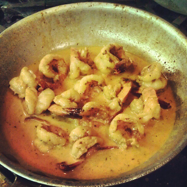The makings of are signature dish The Cilantro Shrimp with tequila lime sauce. - from Instagram