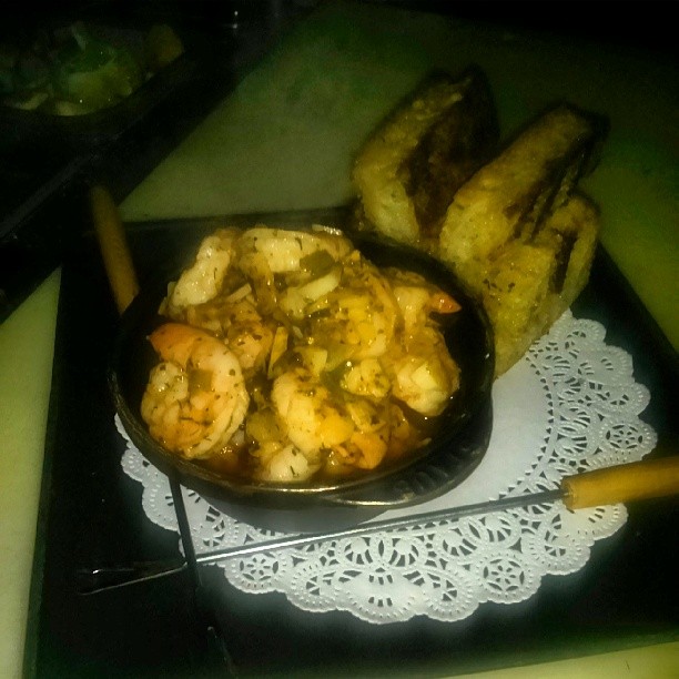 Pot if Garlic Shrimp, served with grilled housemade garlic butter focaccia. Mmmmmmm sooooooo GOOD. - from Instagram