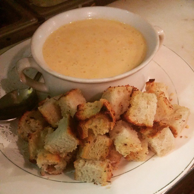 #Beercheesesoup served with toasted garlic focaccia .. #spicy - from Instagram
