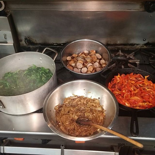 Just the beginning of the  journey to becoming tommorow special... Italian Sweet & Hot #sasuage and peppers with #broccolirabe over bowtie pasta topped with #parmigianoreggianoSoooooo Tasty.... - from Instagram