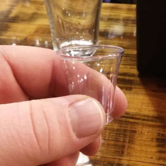 So, is this the world's smallest shot glass or a giant's hand??? You can guess. Having amazing spirits at #jerseyspirits #hopmanic #hooch - from Instagram